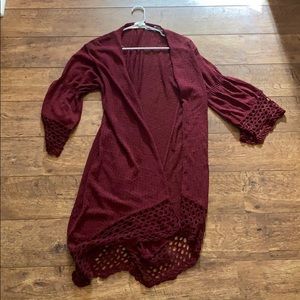 Umgee Burgundy Duster Kimono